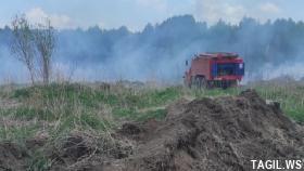 Возгорание травы и мусора на свалке ПАО «Уралхимпласт» полигона твердых бытовых отходов